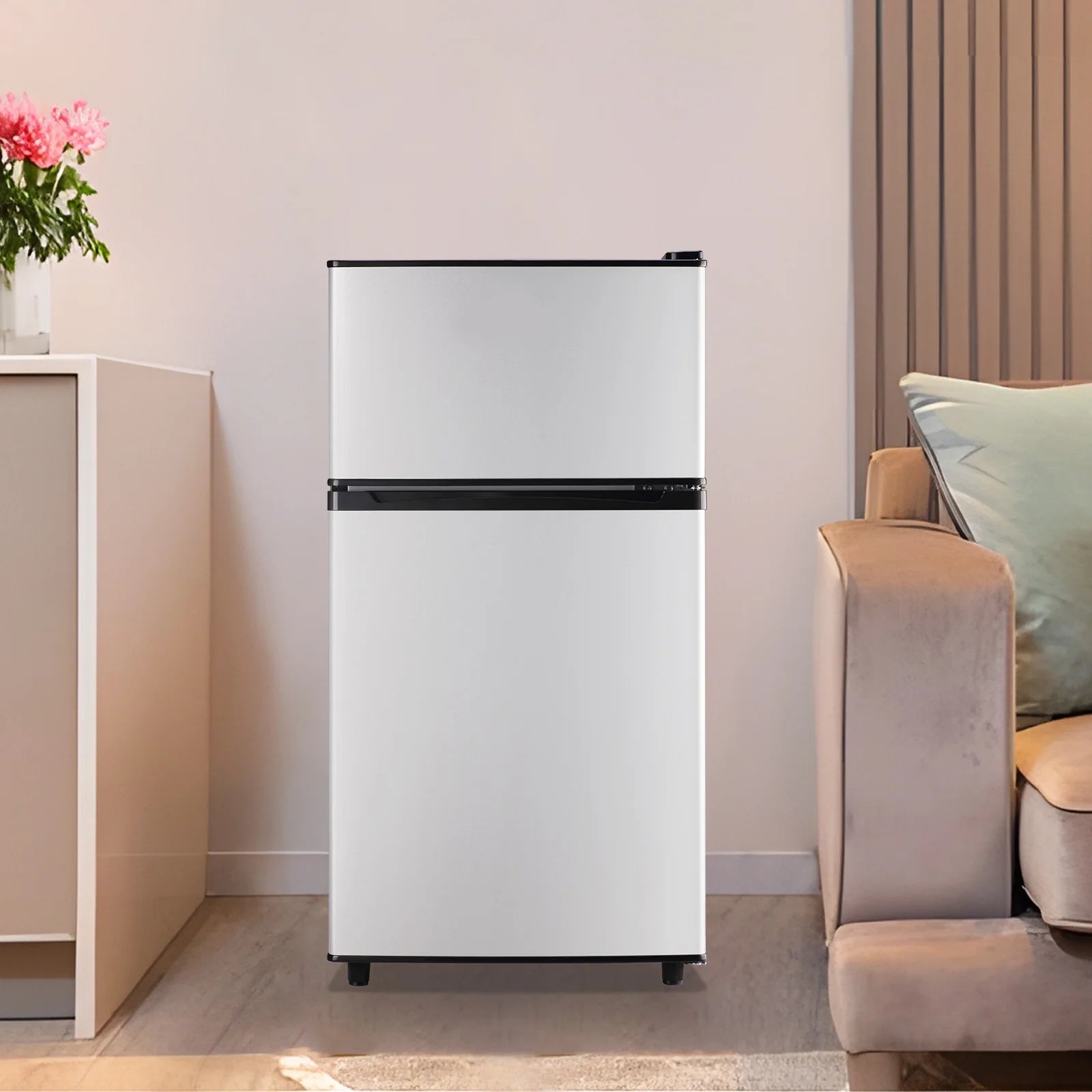 3.5 Cu. Ft. Compact Refrigerator with Freezer and Adjustable Thermostat - Silver Finish