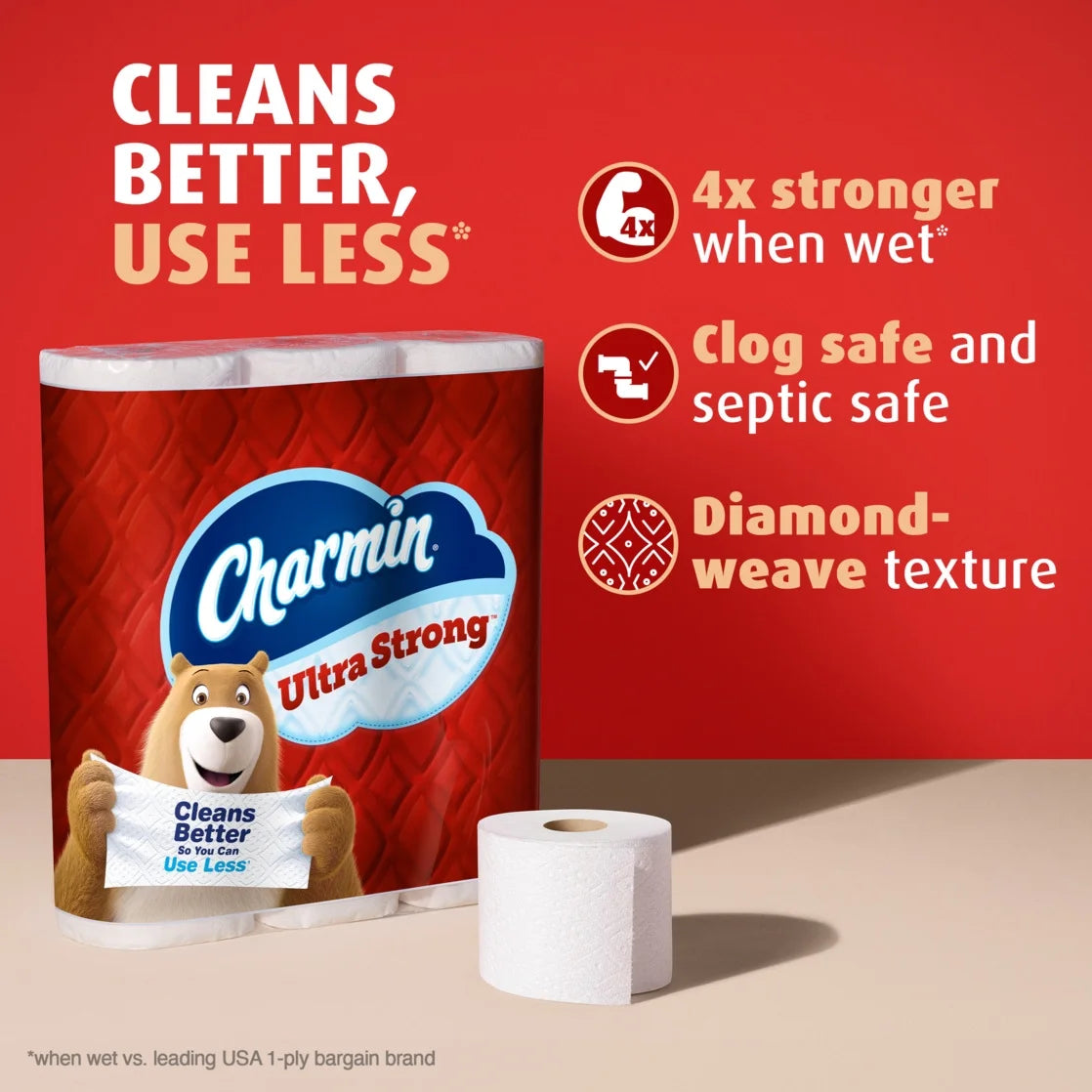 Charmin Ultra Strong Toilet Paper 12 Mega XL Rolls, 330 Sheets per Roll