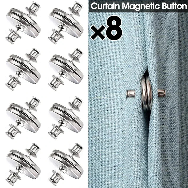 Magnetic Curtain Fastener Clips - 4/8 Pairs Detachable Light Control Window Screen Buckles