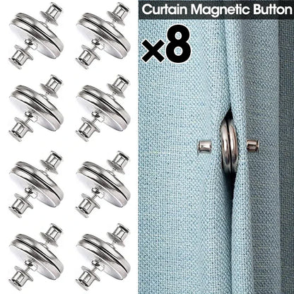 Magnetic Curtain Fastener Clips - 4/8 Pairs Detachable Light Control Window Screen Buckles