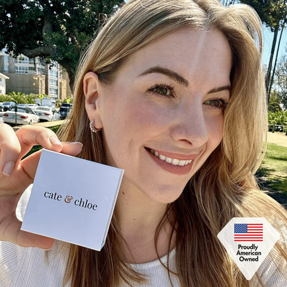 Bethany 18K White Gold Plated 15mm Hoop Earrings with Swarovski Crystals for Women