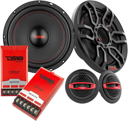 DS18 GEN-X6.5C Component Set - 6.5", 2-Way, 150W Max, 50W RMS, Black Paper Cone, Tetorn Dome Tweeters, 4 Ohms - Clarity Unparalled by Other Speakers in Their Class (2 Speakers)