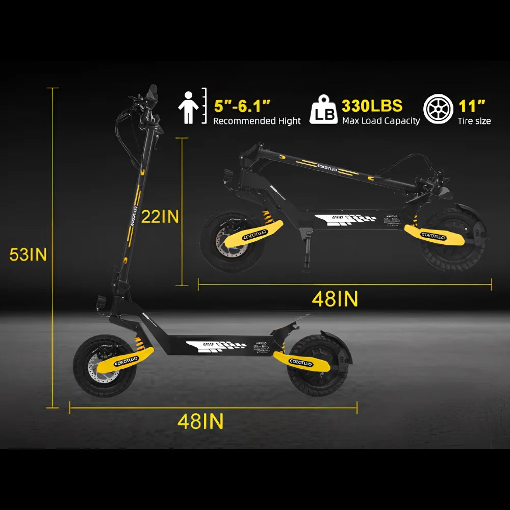 Off-Road Electric Scooter for Adults - 1200W Motor, 28MPH Top Speed, 20-Mile Range, 11" Tires, 330Lbs Capacity, Foldable Design