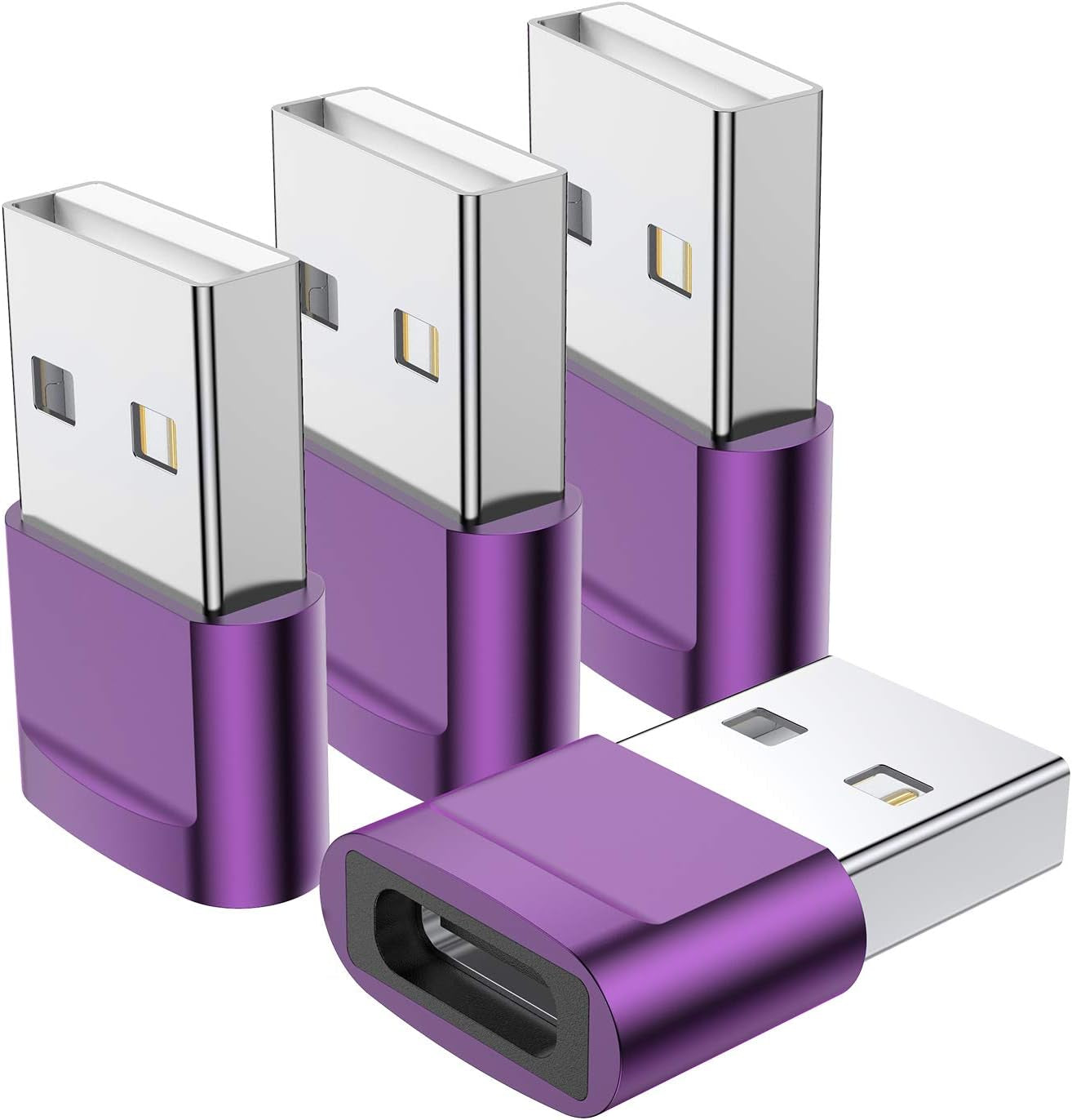 USB C Female to USB Male Adapter (4-Pack), Type C to USB a Charger Converter for Iphone 17 16 15 14 13 12 11 Pro Max, Samsung Galaxy S25 S24 S23 S22 Ultra, Apple Iwatch Watch Series 7 8, Airpods,Ipad