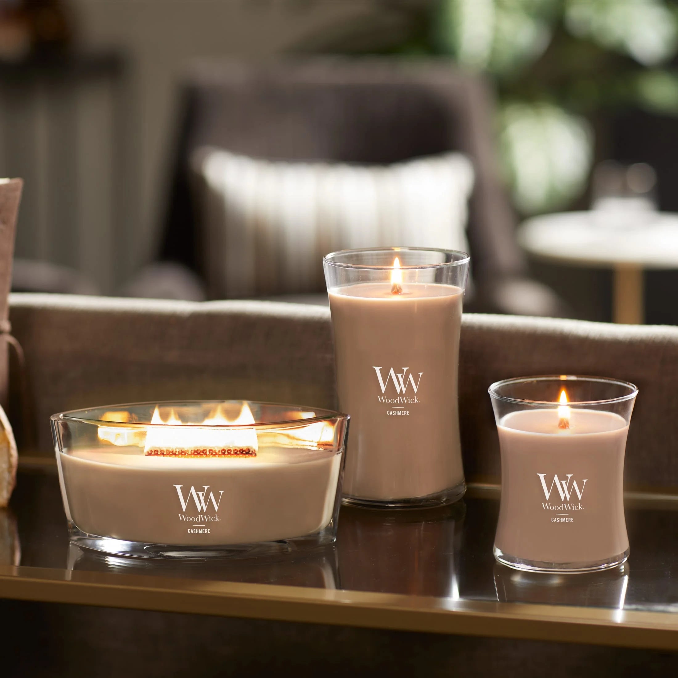 Woodwick Medium Hourglass Scented Candle, Cashmere, 9.7 Oz