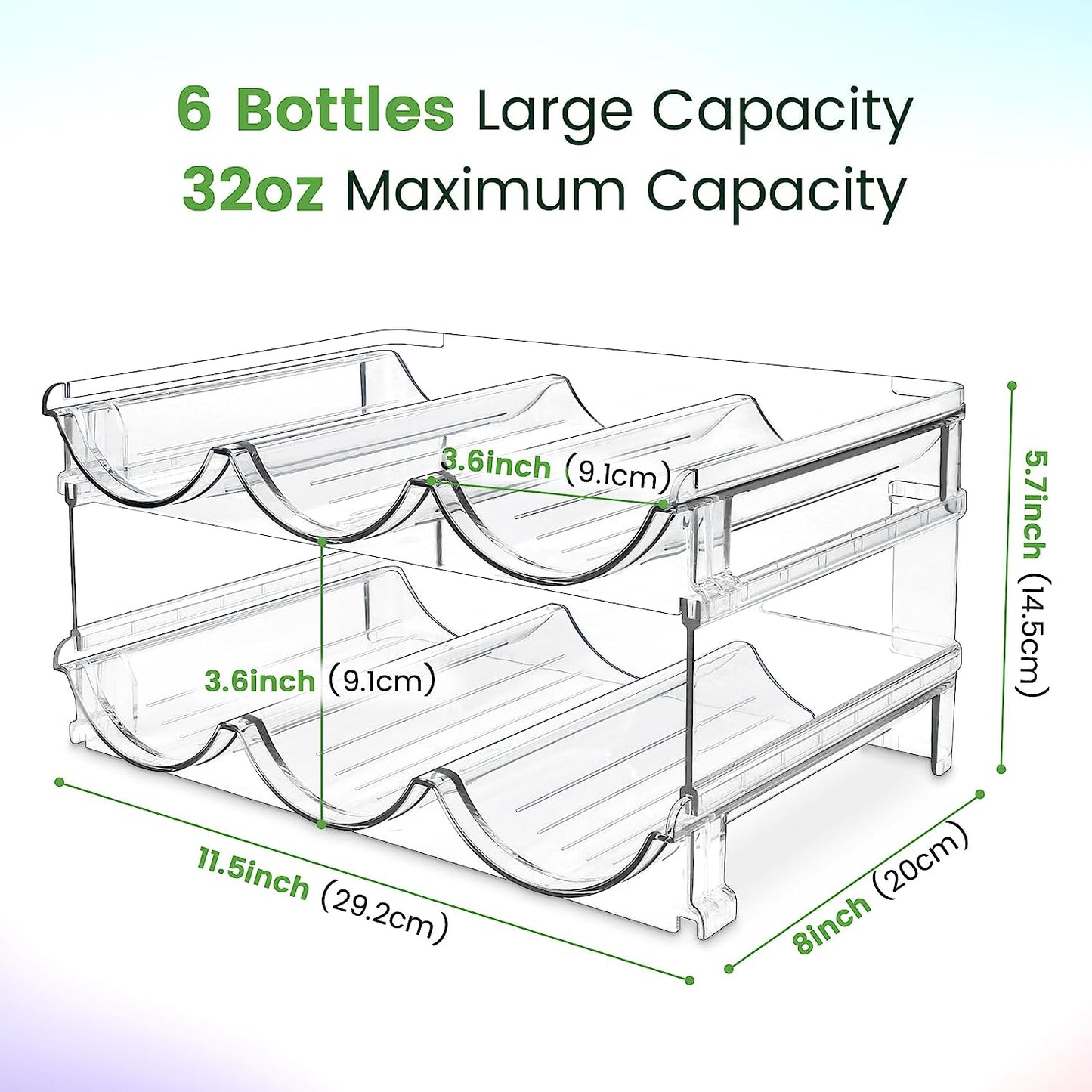 Water Bottle Storage Organizer Set - 2 Pack Stackable Cabinet Racks for Efficient Water Bottle Organization