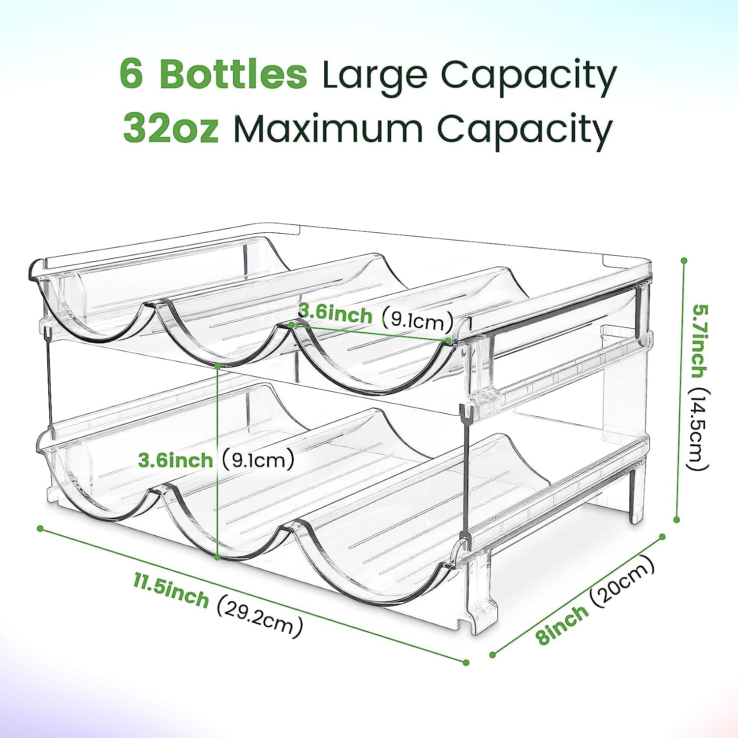 Water Bottle Storage Organizer Set - 2 Pack Stackable Cabinet Racks for Efficient Water Bottle Organization