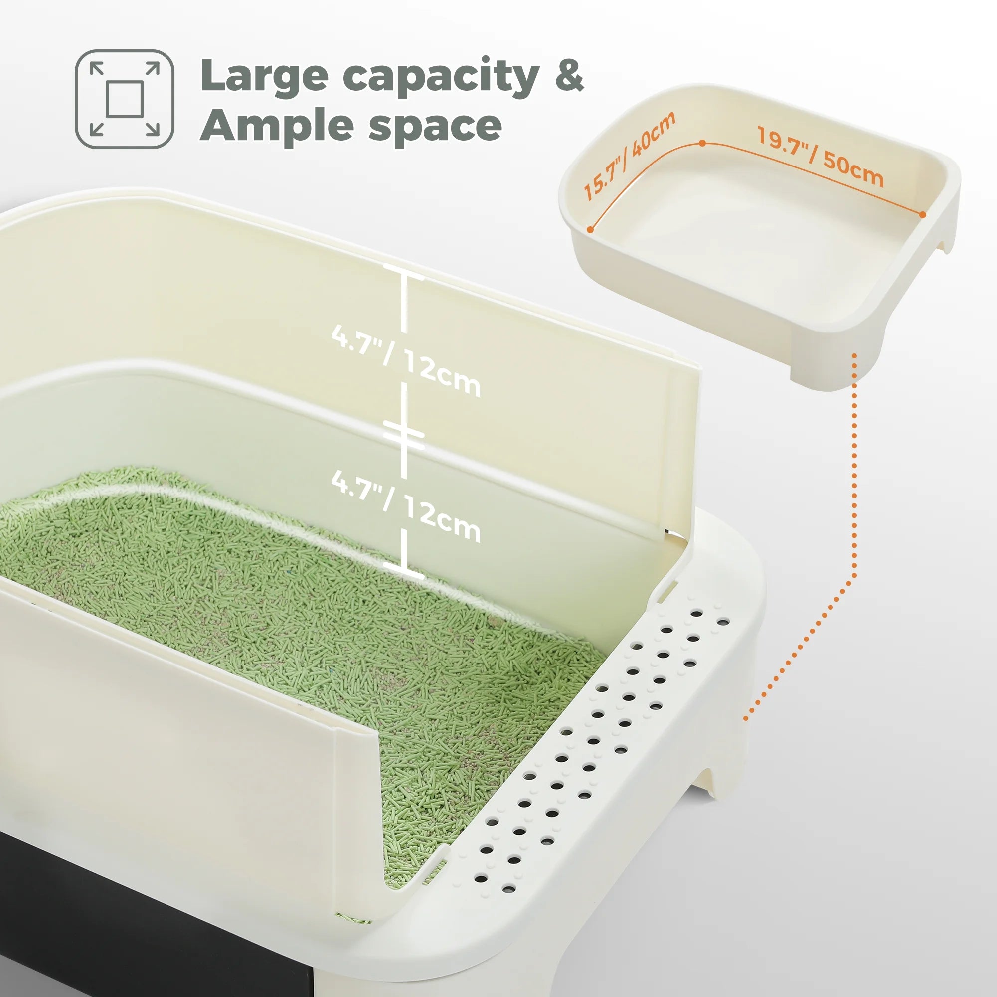 PAWZ Road Large Cat Litter Box with Scoop Litter Box with Lid Double-Layer Leak-Proof Litter Box for Cat, Black