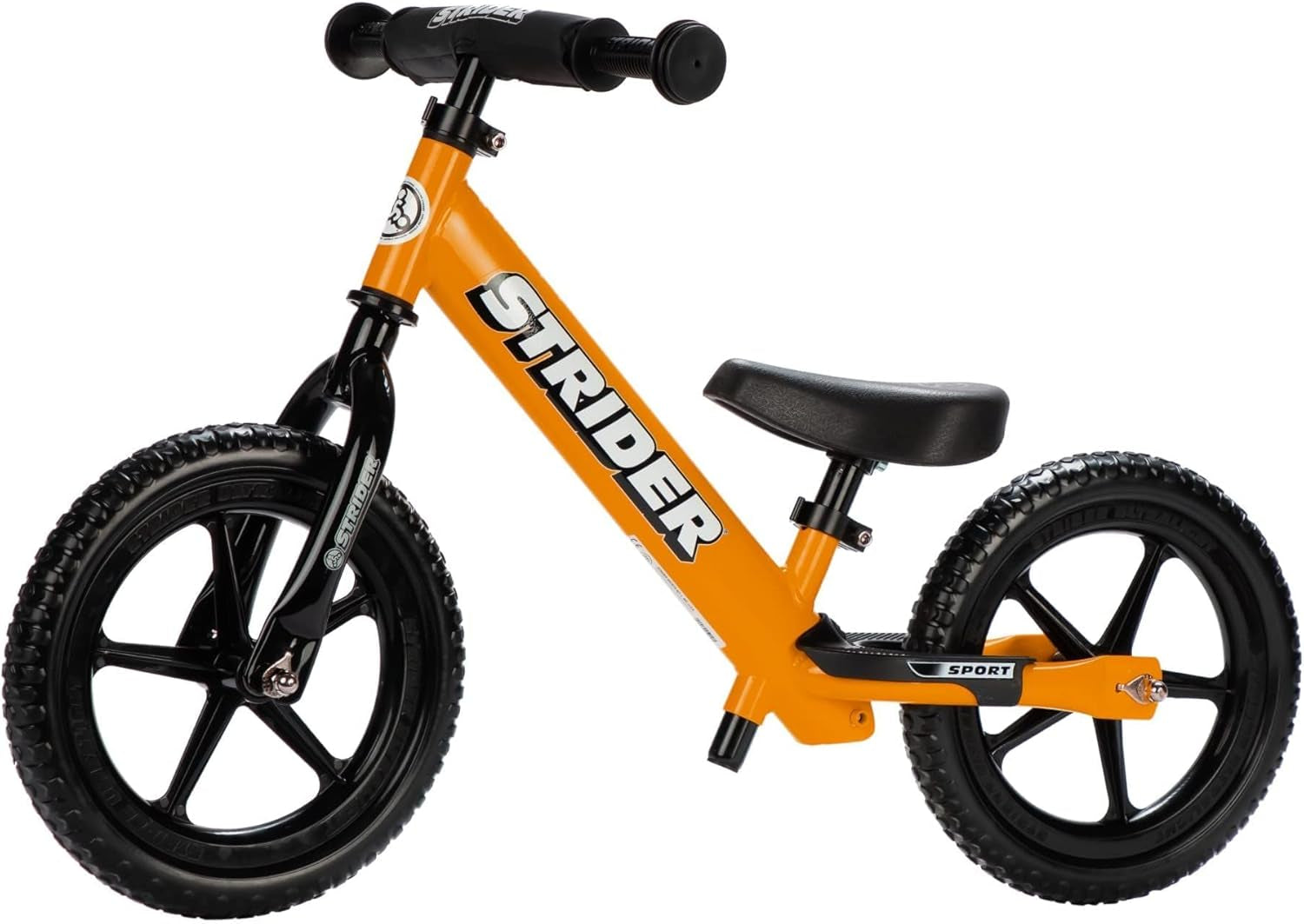 Strider 12” Sport Balance Bike for Children Aged 1 to 4 Years - Features Safety Pad, Padded Seat, Mini Grips, and Flat-Free Tires - Easy Tool-Free Assembly and Adjustments