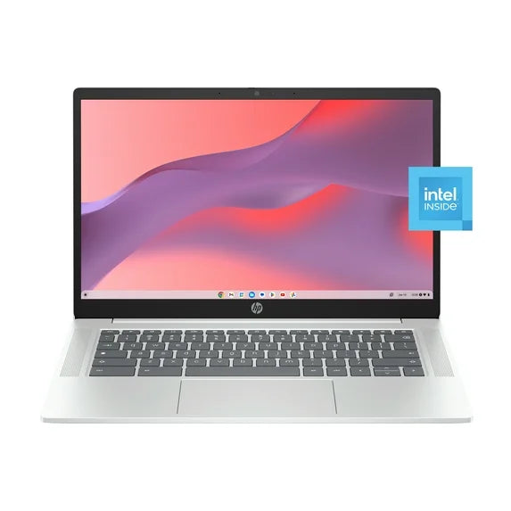 14-Inch HD Chromebook Laptop with Intel N200 Processor, 4GB RAM, 128GB UFS Storage in Glacier Silver