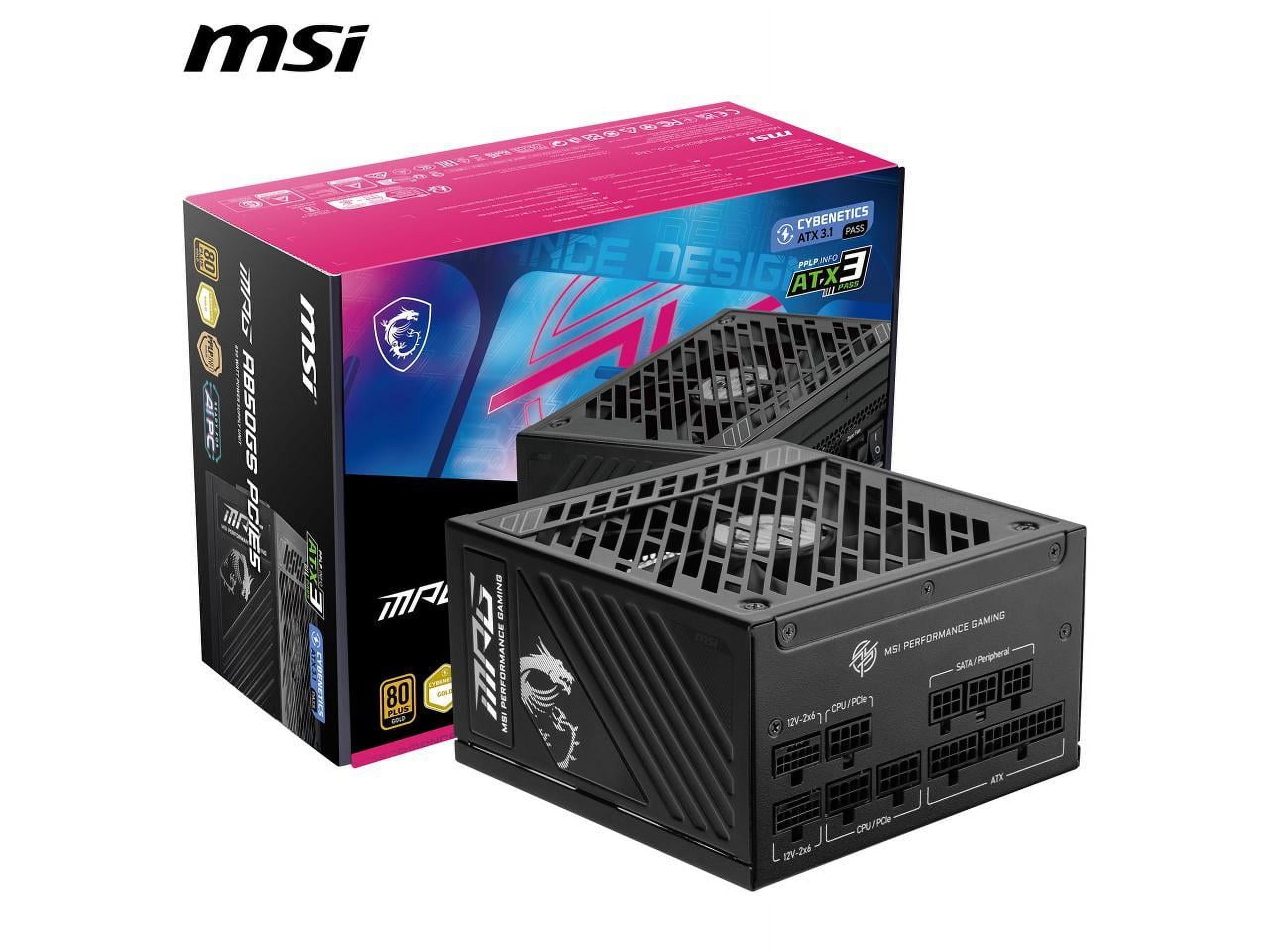 MSI MPG A1000GS PCIE5, Fully Modular Gaming 1000W Power Supply, 80+ Gold, Dual 12V-2X6 Cables, Server-Grade Capacitor, ATX 3.1 & Pcie 5.1 Ready, Low-Noise, Semi Digital, 10 Year Warranty