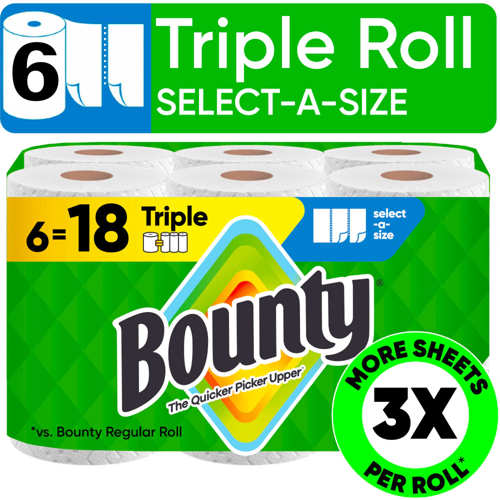 Select-A-Size White Paper Towels, 6 Triple Rolls, 123 Sheets per Roll