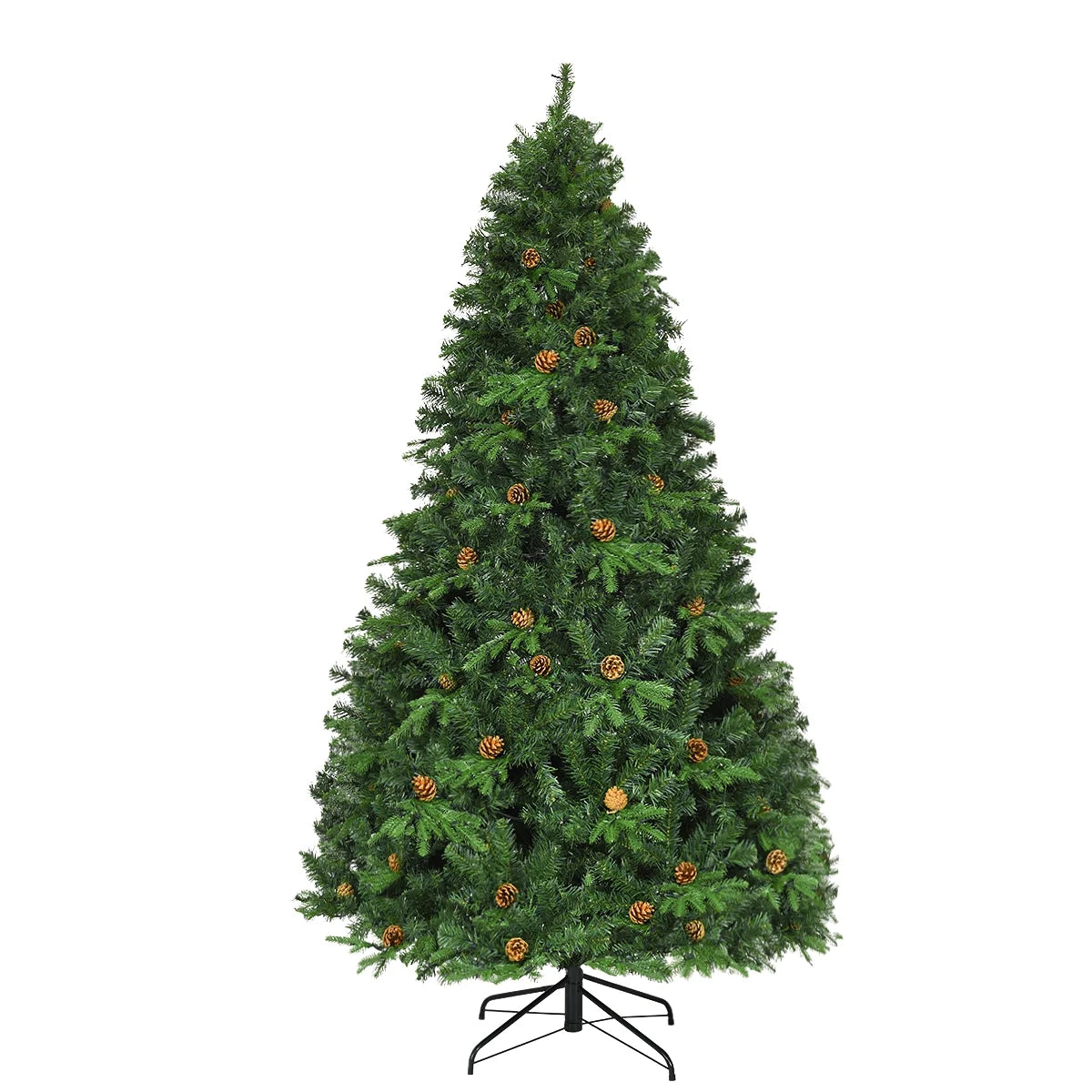 7-Foot Pre-Lit Hinged Christmas Tree with 460 LED Lights and Pine Cones