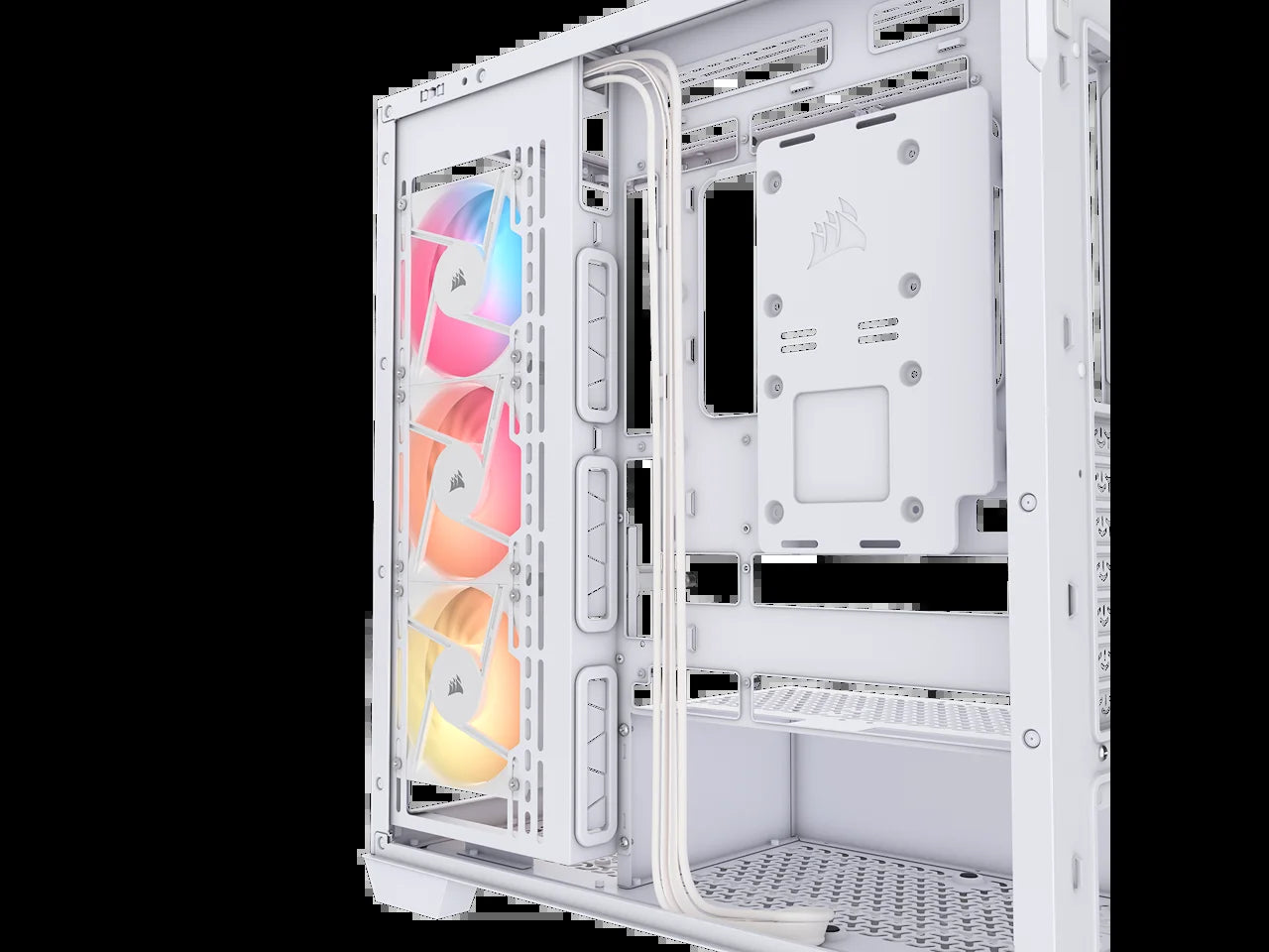CORSAIR 3500X RS-R ARGB Mid-Tower PC Case – 3X Pre-Installed RS120-R ARGB Fans – GPU Anti-Sag Arm – Tempered Glass – Fits up to 10X 120Mm Fans – Reverse Connection Motherboard Compatible, White
