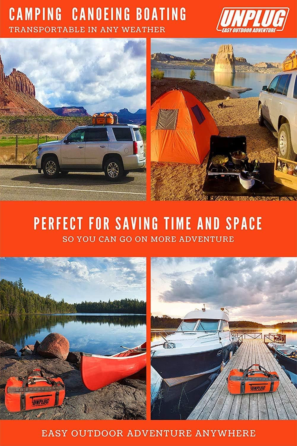 UNPLUG Ultimate Adventure Duffle Bag | 1680D Heavy-Duty Waterproof Design | Versatile Large Bag for Camping, Motorcycling, Boating, and Hunting