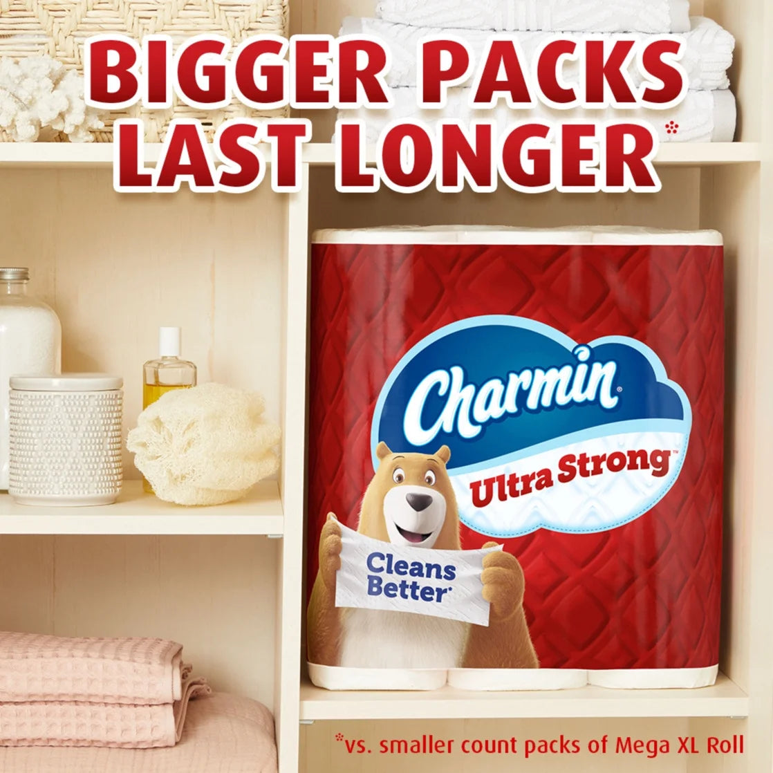 Charmin Ultra Strong Toilet Paper 12 Mega XL Rolls, 330 Sheets per Roll