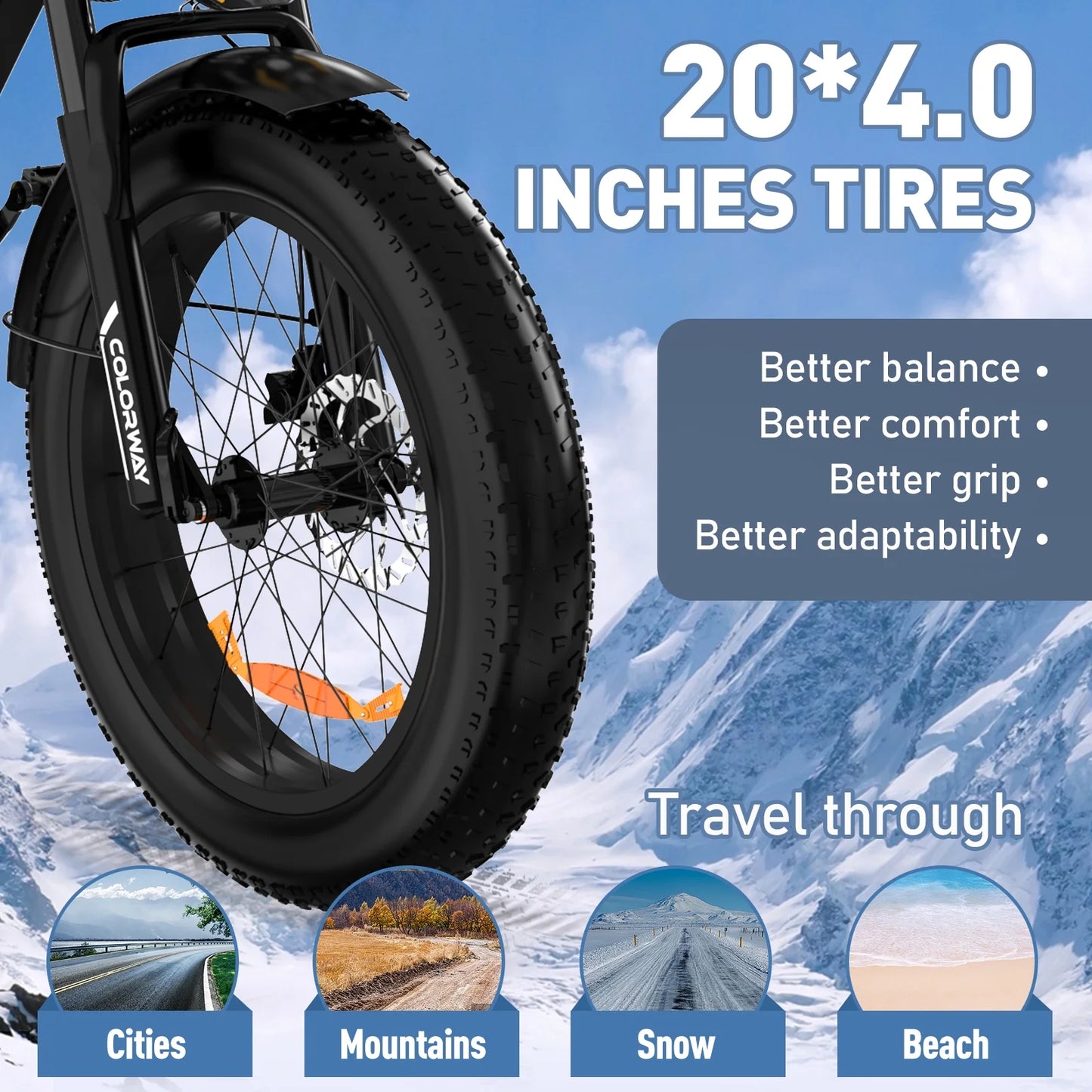 750W Electric Bike for Adults - 20" x 4.0" Fat Tire Off-Road E-Bike with 36V/12Ah Battery for Outdoor Cycling - UL2849 Certified