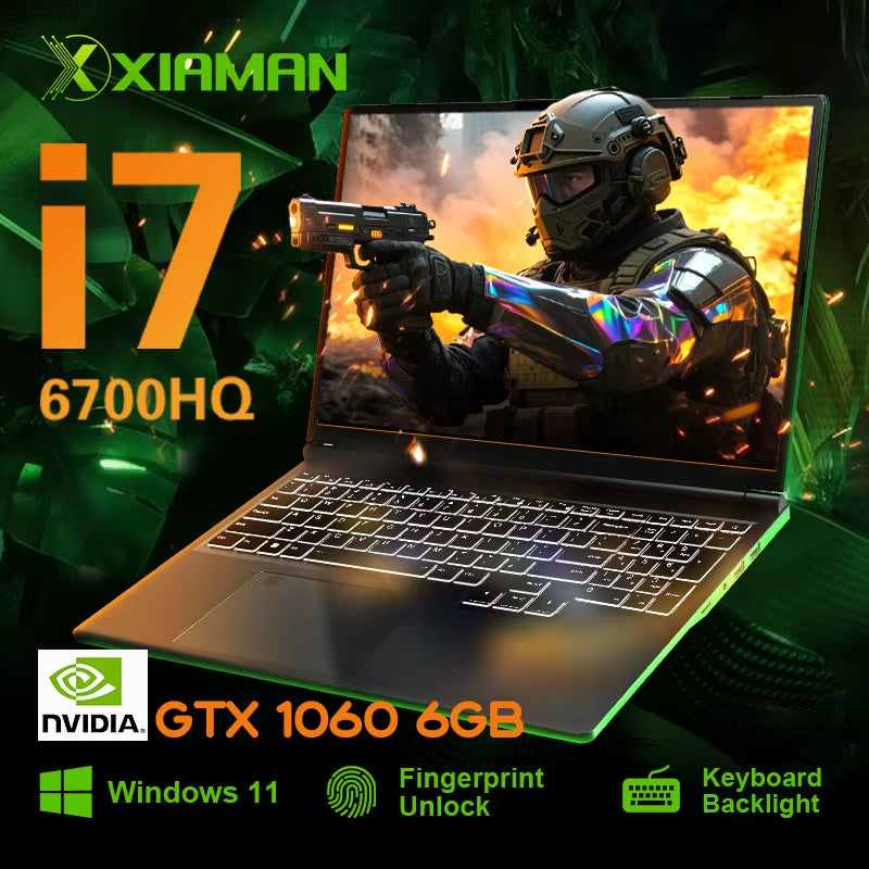 2025 Xiaman 16" Gaming Laptop Intel Core I7-6700Hq GTX 1060 IPS 1920*1200 Notebook Gamer 16GB DDR4 1TB SSD Windows 11 Laptop PC