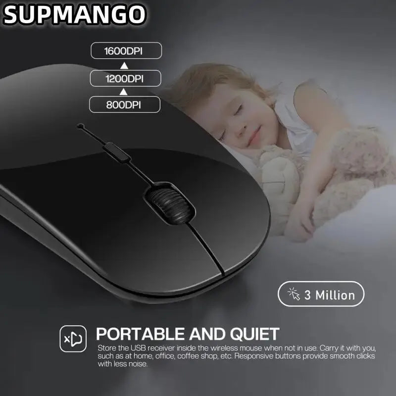 Rechargeable Wireless Gaming Mouse Portable Ergonomic Quiet and Magical Suitable for Portable Computers Tablets IPAD Phone