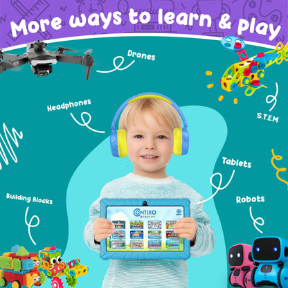 7" Kids Tablet, 2025 Model, Ages 3-7,  Academy Preloaded, Kid-Proof Case, Android Tablet, Parental Controls, 32GB – Purple