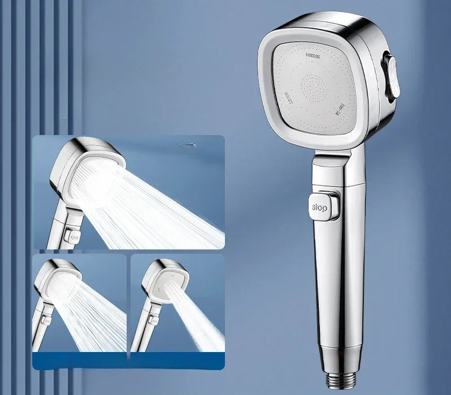 High-Pressure Water-Saving Shower Head with 3 Adjustable Modes and One-Key Stop Function for Enhanced Bathroom Experience