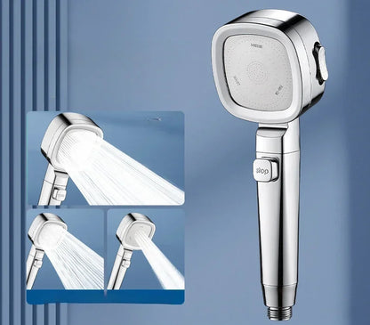 High-Pressure Water-Saving Shower Head with 3 Adjustable Modes and One-Key Stop Function for Enhanced Bathroom Experience