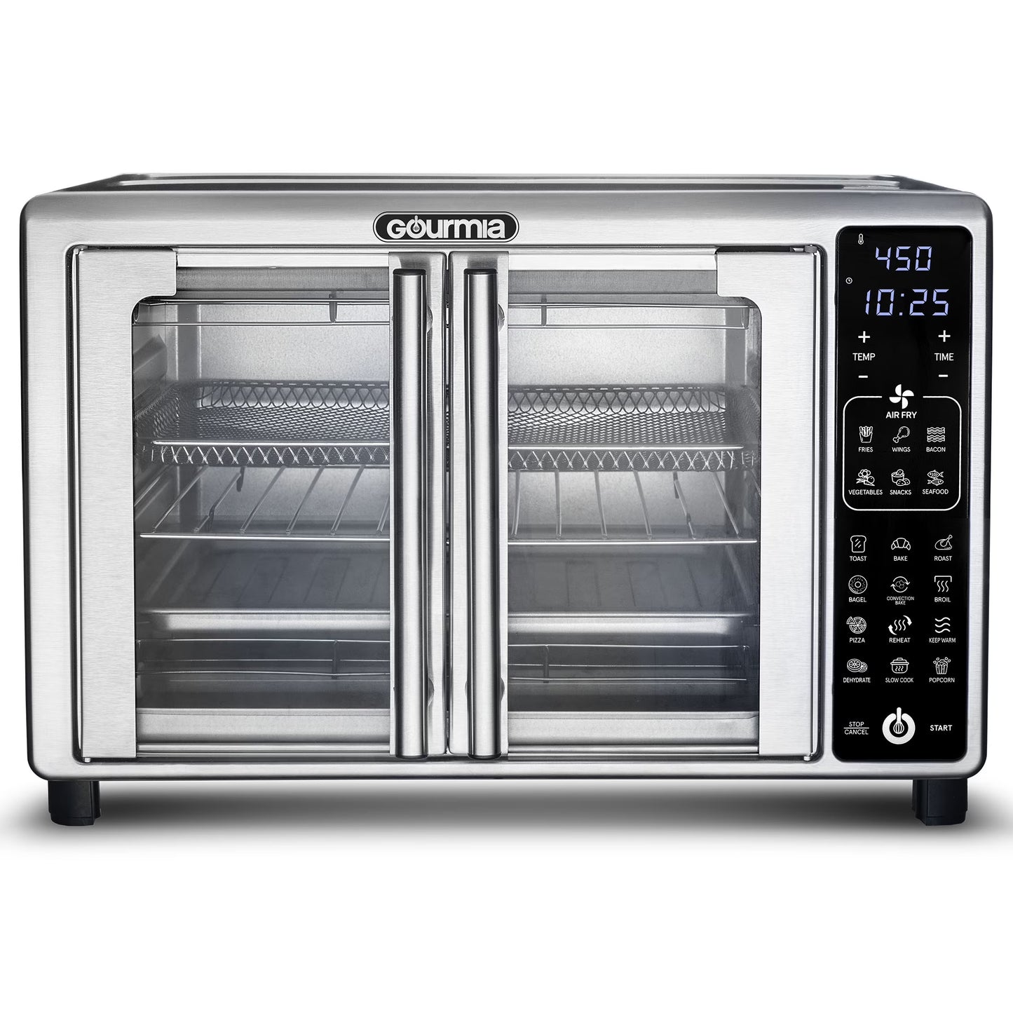 6-Slice Digital French Door Toaster Oven Air Fryer with 19 One-Touch Presets, 24L Capacity, Stainless Steel Finish