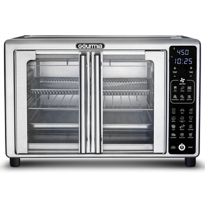 6-Slice Digital French Door Toaster Oven Air Fryer with 19 One-Touch Presets, 24L Capacity, Stainless Steel Finish
