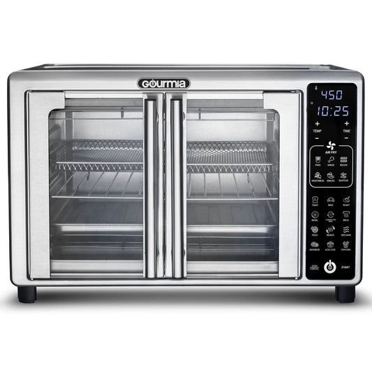 6-Slice Digital French Door Toaster Oven Air Fryer with 19 One-Touch Presets, 24L Capacity, Stainless Steel Finish