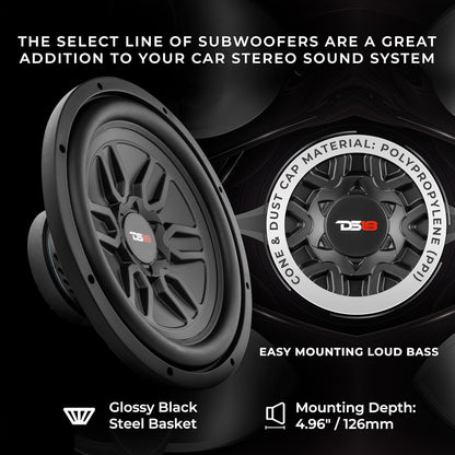 DS18 SLC-MD12.4D Car Subwoofer 12" 1000 Watts Max Power 250 Watts RMS Dual Voice Coil 4 Ohms. Easy Mounting. Loud Bass for Vehicle Stereo Sound System - 1 Speaker