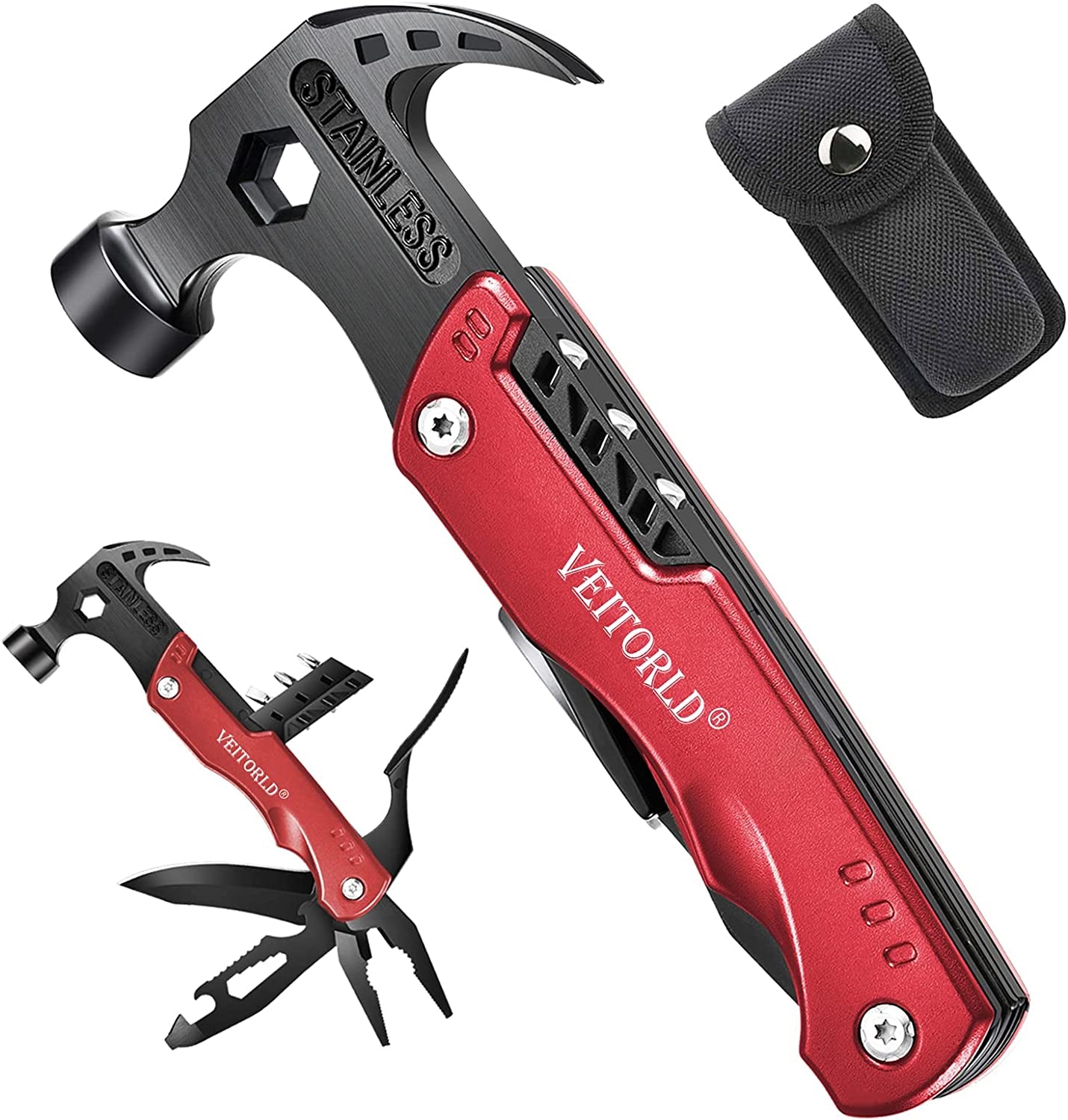 VEITORLD Multitool Axe Hammer - Unique Christmas Stocking Stuffer and Gift Idea for Men, Dads, and Husbands, Perfect for Anniversaries and Birthdays, Ideal for Camping, Hunting, Fishing, and Hiking