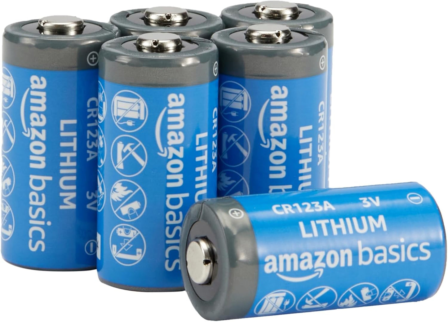 Amazon Basics 6-Pack CR123A Lithium Batteries, 3 Volt, Up to 10-Year Shelf Life