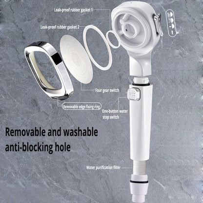 High-Pressure Water-Saving Shower Head with 3 Adjustable Modes and One-Key Stop Function for Enhanced Bathroom Experience