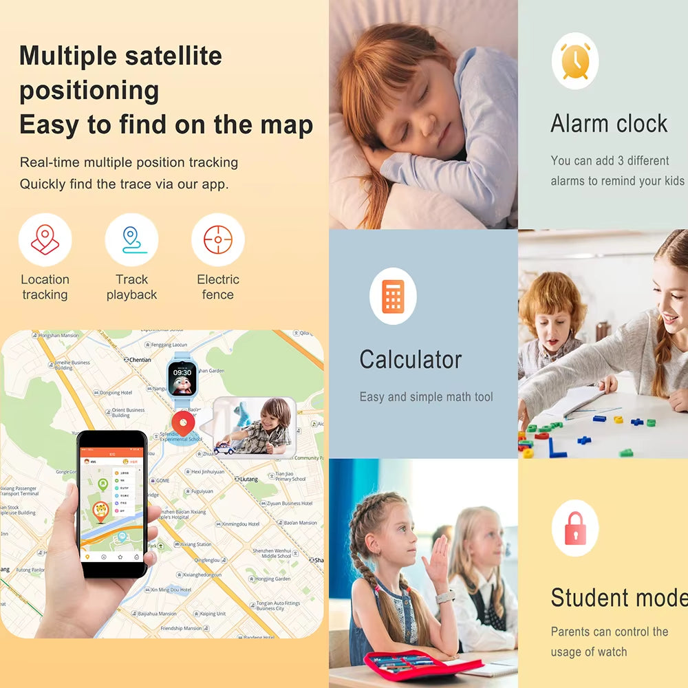 Children's 4G GPS Smartwatch with Video Call, SOS Function, Camera, and Voice Monitoring