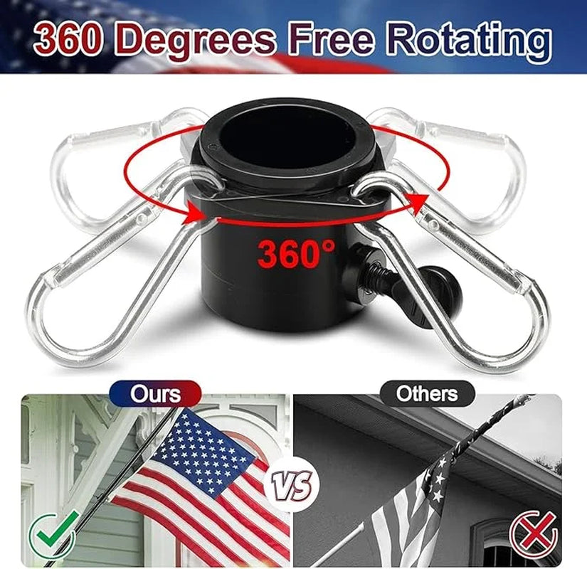 Black Flag Pole Kit for House with American Flag, 5FT Tangle Free Metal Flag Poles, 3X5 Embroidered US Flag and Holder