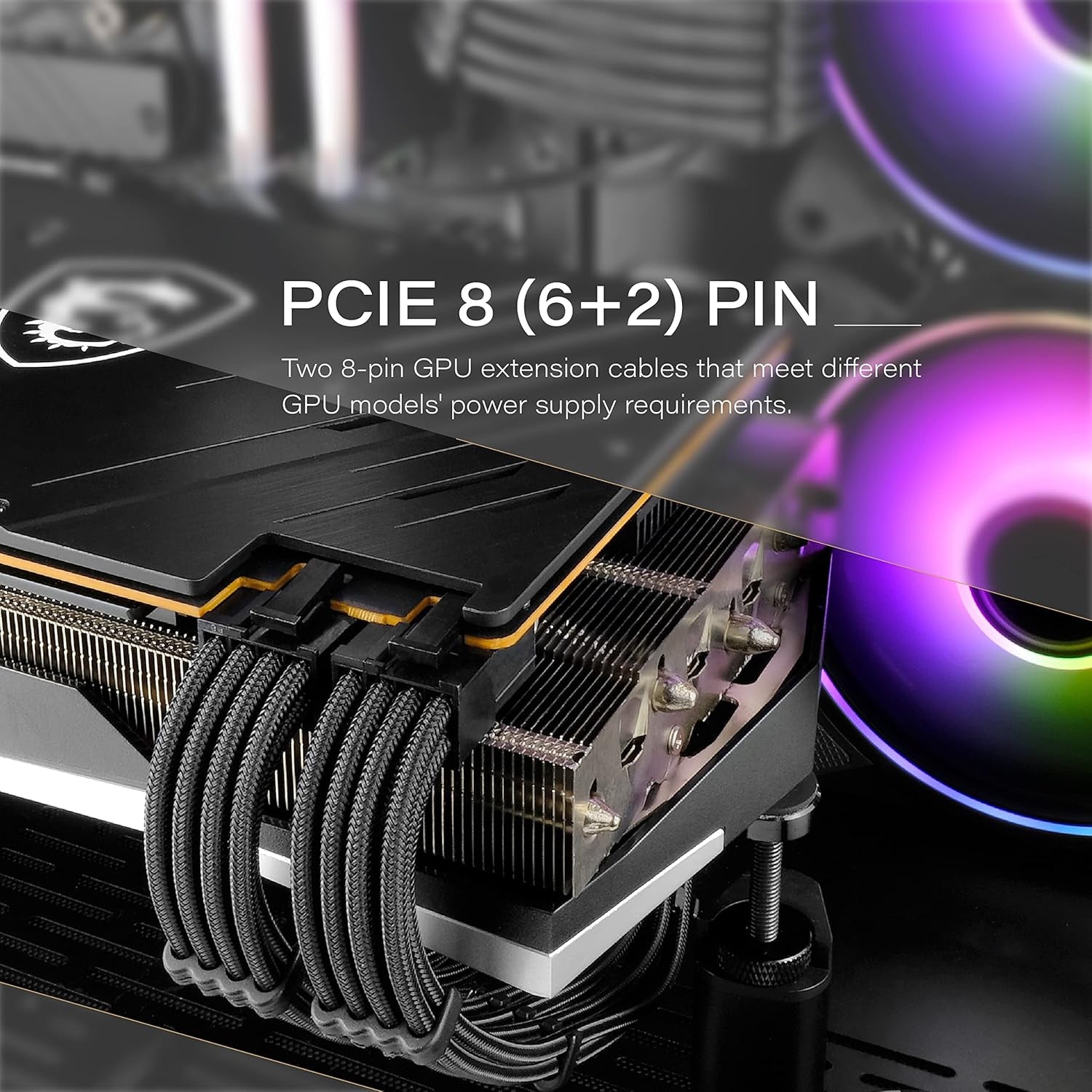 EZDIY-FAB PSU Cable Extension Sleeved Custom Mod GPU PC Power Supply Soft Nylon Braided with Comb Kit 24PIN/8PIN to 6+2Pin/ 8PIN to 4+4PIN-30CM 300MM - Black