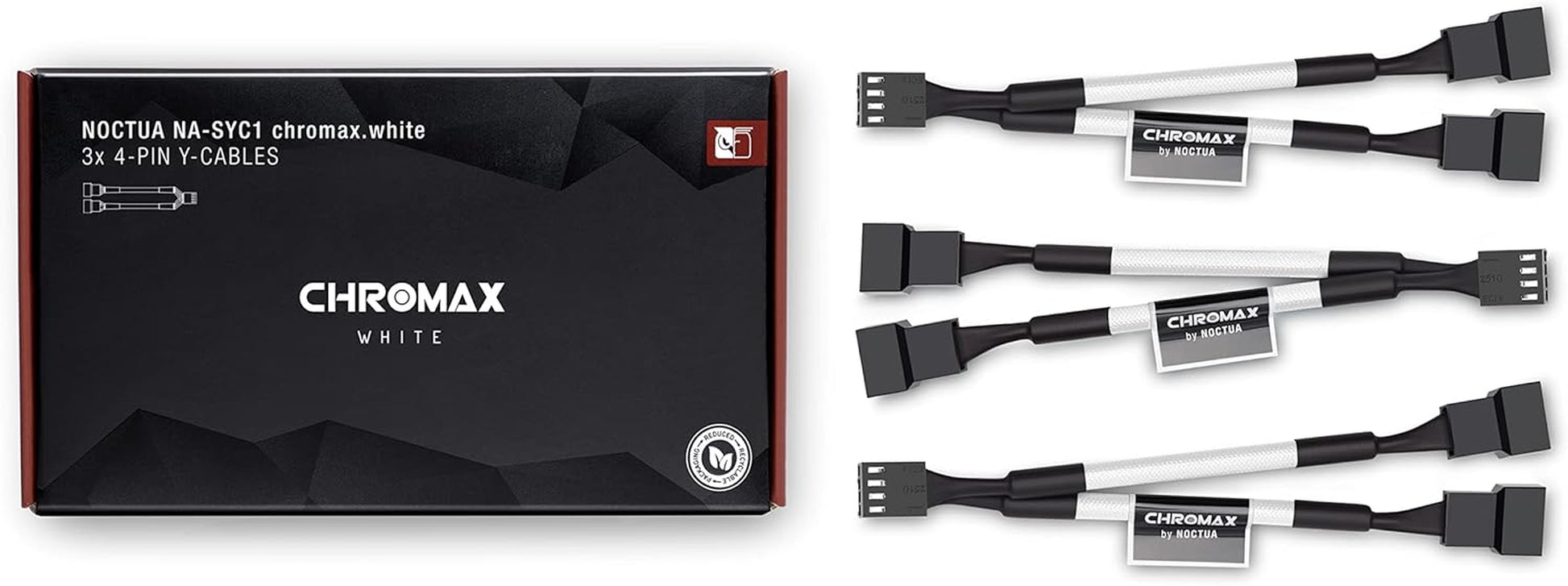 Noctua NA-SYC1 Chromax.Black, 4 Pin Y-Cables for PC Fans (Black)
