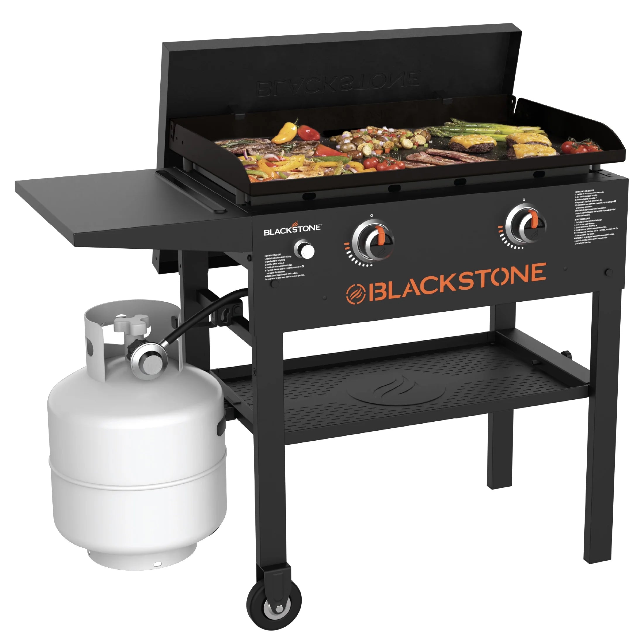 Blackstone Original Outdoor Griddle, 2-Burner 28" Propane Flat Top Grill with Hard Cover, Black