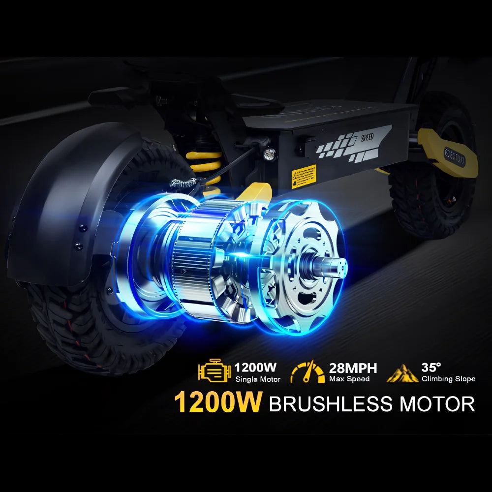 Off-Road Electric Scooter for Adults - 1200W Motor, 28MPH Top Speed, 20-Mile Range, 11" Tires, 330Lbs Capacity, Foldable Design