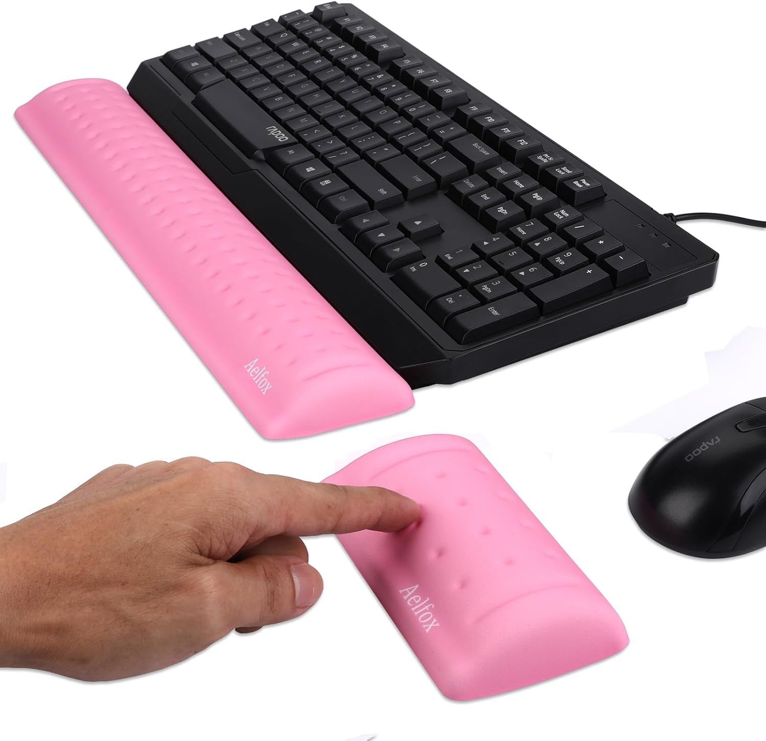 Keyboard Wrist Rest & Mouse Pad with Wrist Support Set, Memory Foam Ergonomic Wrist Pad for Computer Keyboard Laptop Wrist Rest, Arm Rest for Desk Accessories in Home Office School(Black)