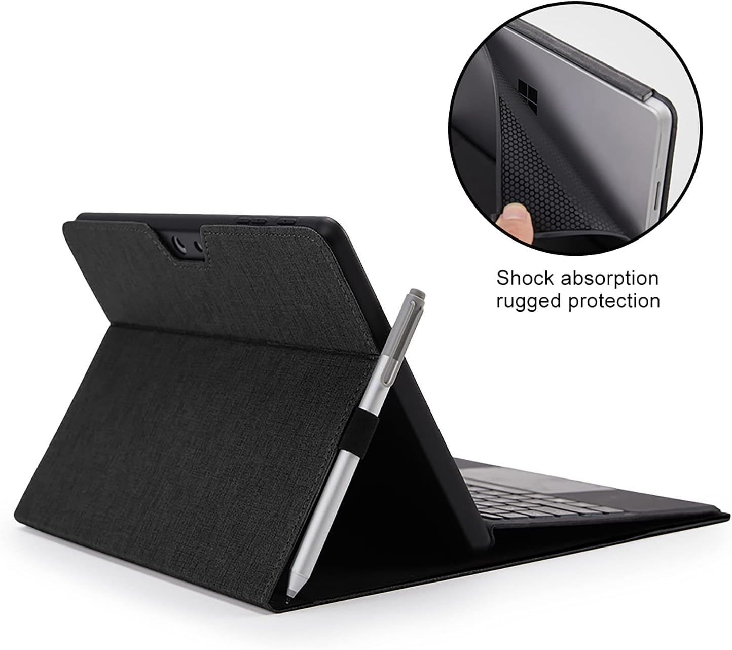 Omnpak Protective Case for Surface Go 4 2023/Go 3 2021/Go 2 2020/Go 2018 with Stylus Holder, Multiple Angle Slim Lightweight Cover, Compatible with Type Cover Keyboard（Keyboard Not Included）