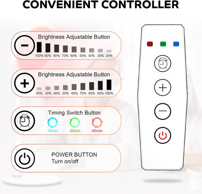 Red Light Therapy Device for Face and Neck with Adjustable Height, 140 LEDs and 660nm Wavelength for Body Treatment