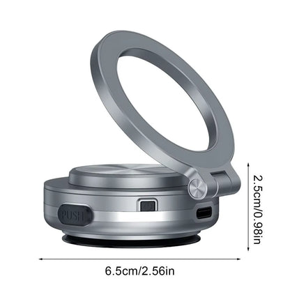 Magnetic Car Phone Mount with Vacuum Double-Sided Suction Cup, Folding Bracket, and 360-Degree Rotation