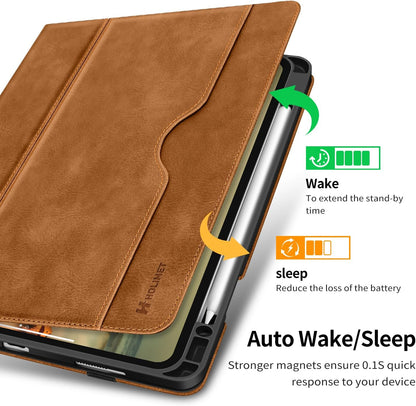 Case for Ipad Pro 12.9 2022 6Th/5Th/4Th/3Rd Generation 2021 2020 2018 with Pencil Holder Pocket Soft TPU Back Shockproof, Auto Sleep/Wake, Vegan Leather