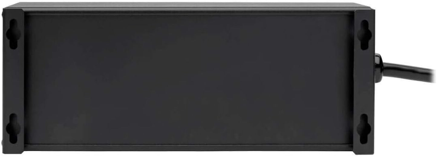 Tripp Lite Isobar 6 Outlet Surge Protector Power Strip with 2 USB Charging Ports,10Ft Long Cord,Right-Angle Plug, Metal, 3840 Joules,Lifetime Limited Warranty & $50K Insurance (Ibar6Ultrausbb)Black