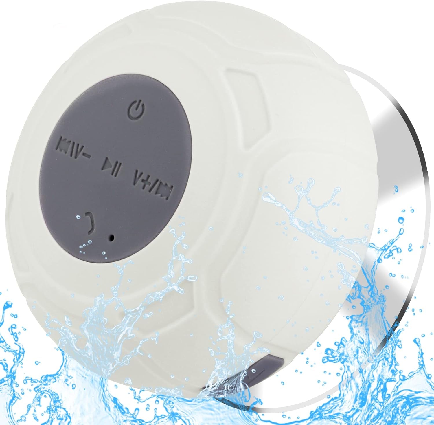 Waterproof Bluetooth Shower Speaker - Portable Wireless Water-Resistant Speaker with Suction Cup and Built-In Microphone, Ideal Gift for Kids, Compatible with iPhone, Tablets, and Suitable for Bathroom and Kitchen Use - Black