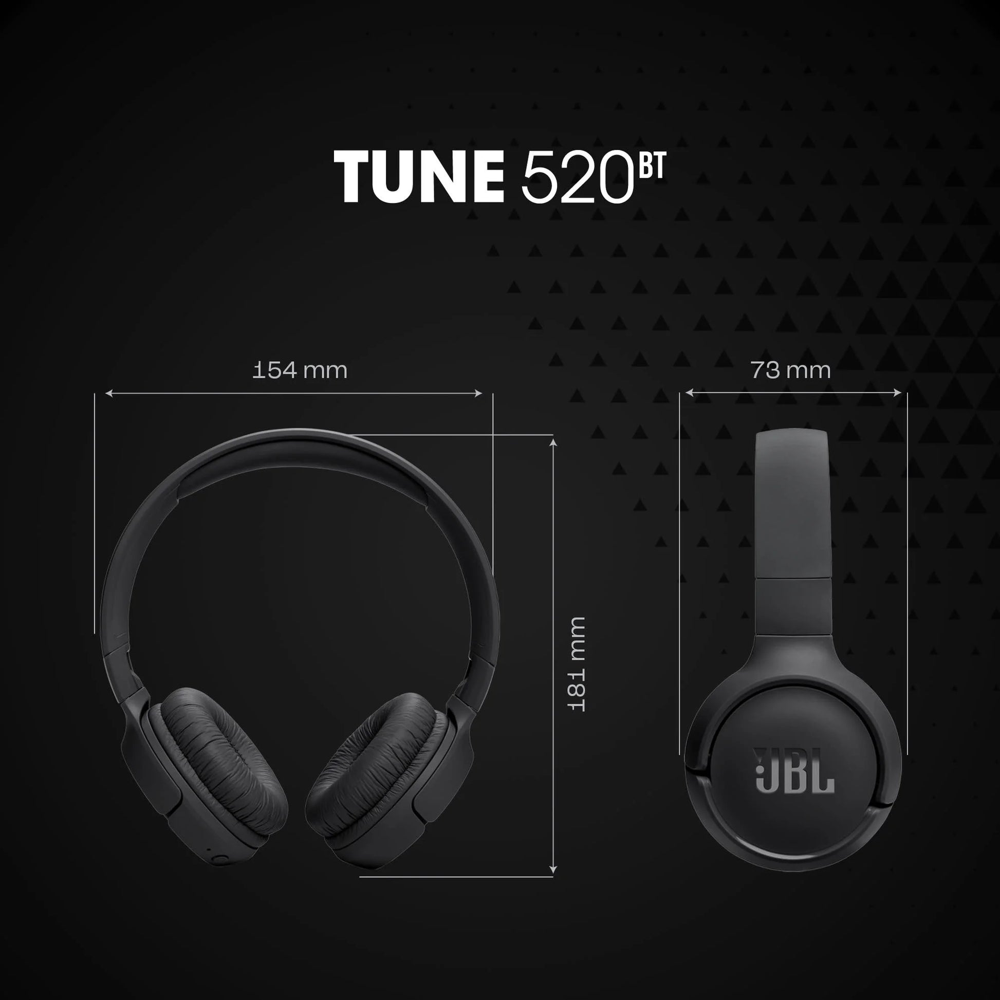 Tune 520BT Wireless On-Ear Headphones - Experience  Pure Bass Sound On-the-Go - Black