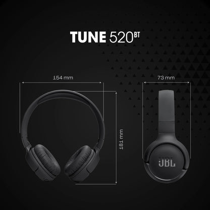 Tune 520BT Wireless On-Ear Headphones - Experience  Pure Bass Sound On-the-Go - Black