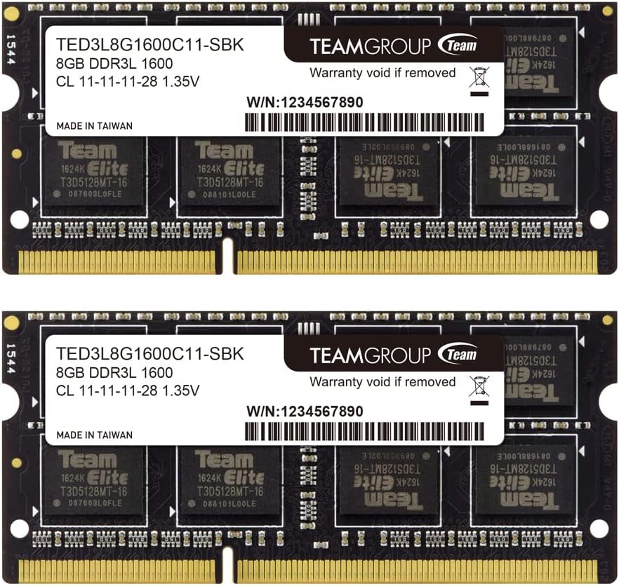 TEAMGROUP Elite DDR3L 8GB Single 1600Mhz PC3-12800 CL11 Unbuffered Non-Ecc 1.35V SODIMM 204-Pin Laptop Notebook PC Computer Memory Module Ram Upgrade - TED3L8G1600C11-S01