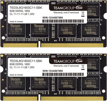 TEAMGROUP Elite DDR3L 8GB Single 1600Mhz PC3-12800 CL11 Unbuffered Non-Ecc 1.35V SODIMM 204-Pin Laptop Notebook PC Computer Memory Module Ram Upgrade - TED3L8G1600C11-S01